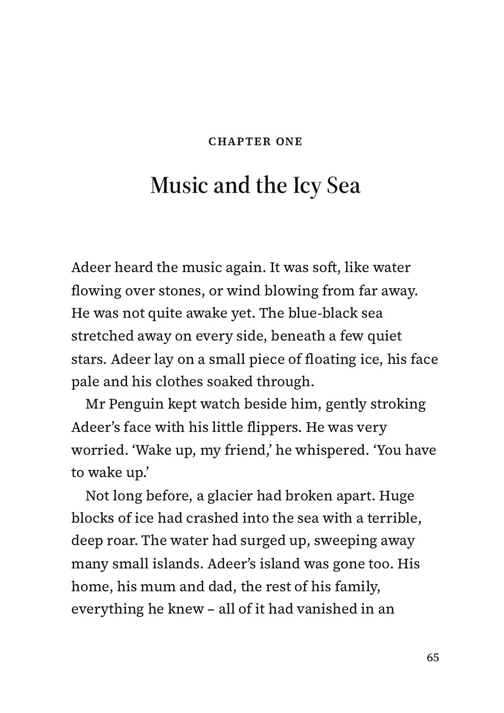 Opening page of Chapter 1, Music and the Icy Sea, in English